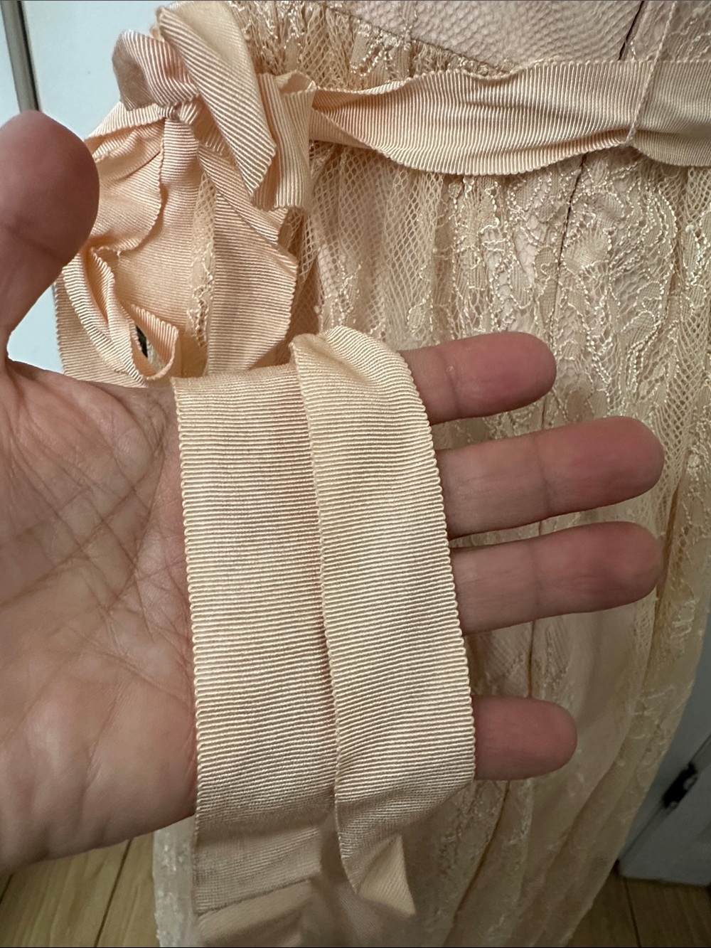 One-Shoulder Lace A-Line Dress in Blush - Picture 7 of 13